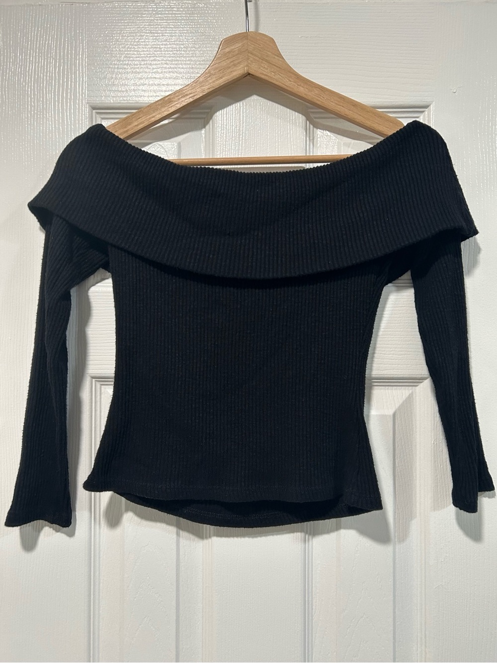 Better Be Black Off-Shoulder 3/4 Sleeve Vintage Pin-Up Syle Top Size Small